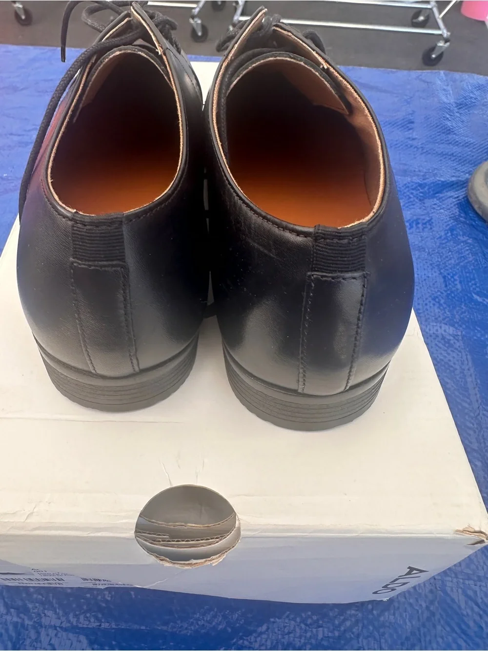 Aldo Black Leather Slip-On Loafers with Tan Insoles